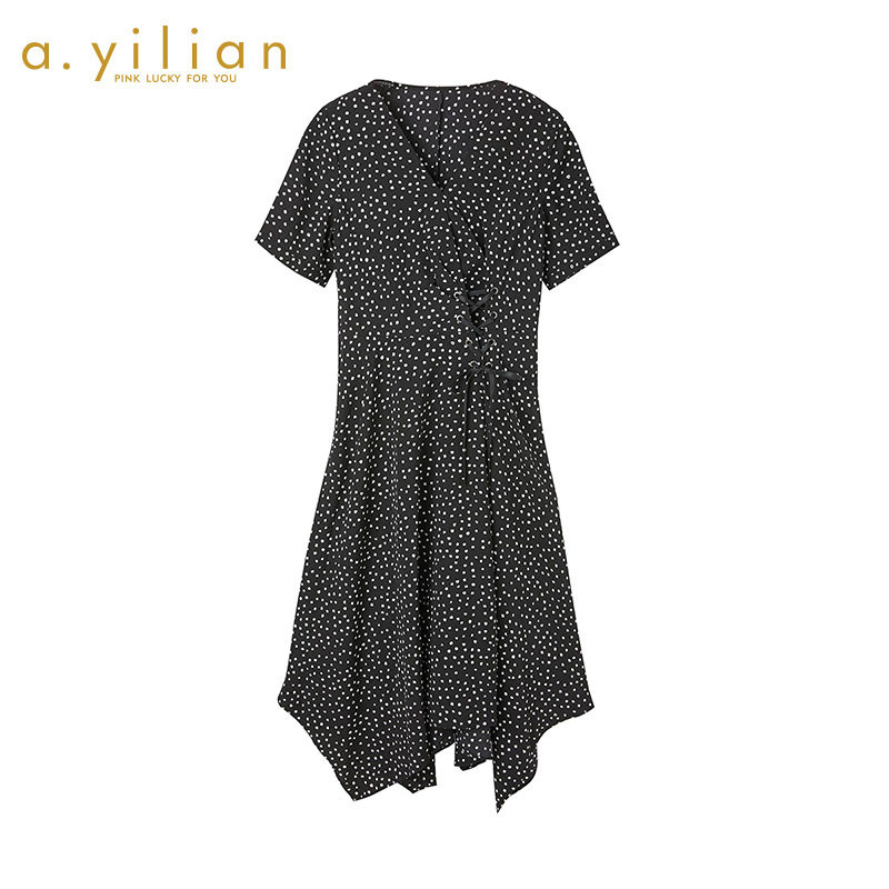 阿依莲2020夏季新款连衣裙女时尚百搭休闲显瘦纯色雪纺中长裙