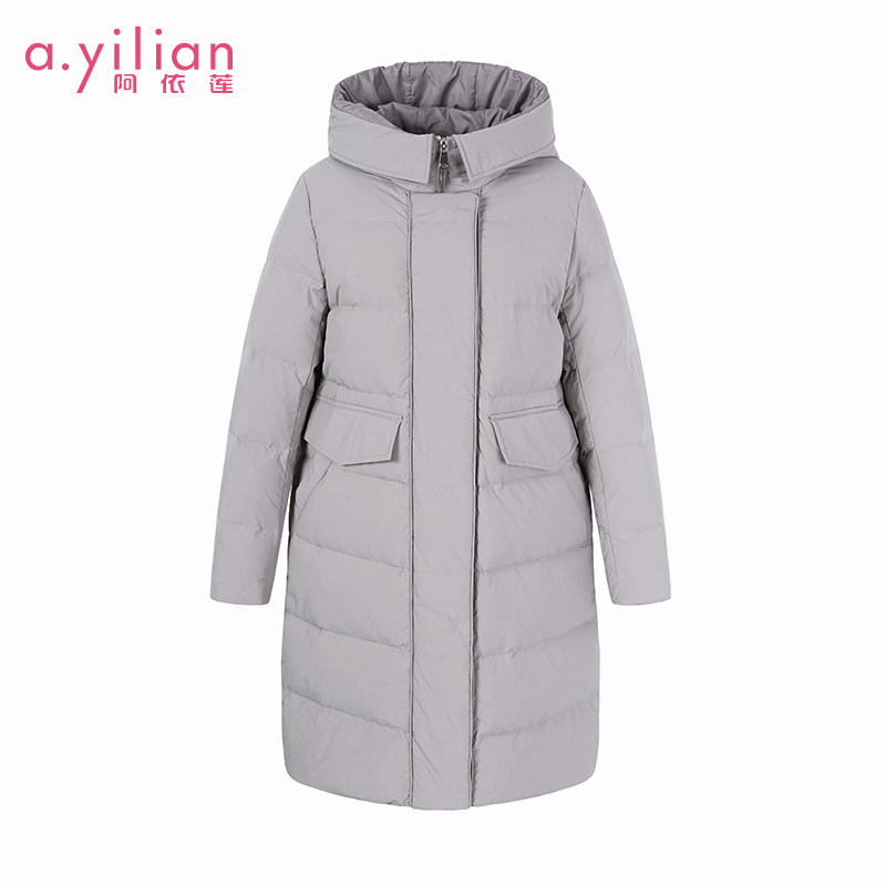 阿依莲羽绒服女2020冬季新款时尚韩版简约中长款百搭羽绒服