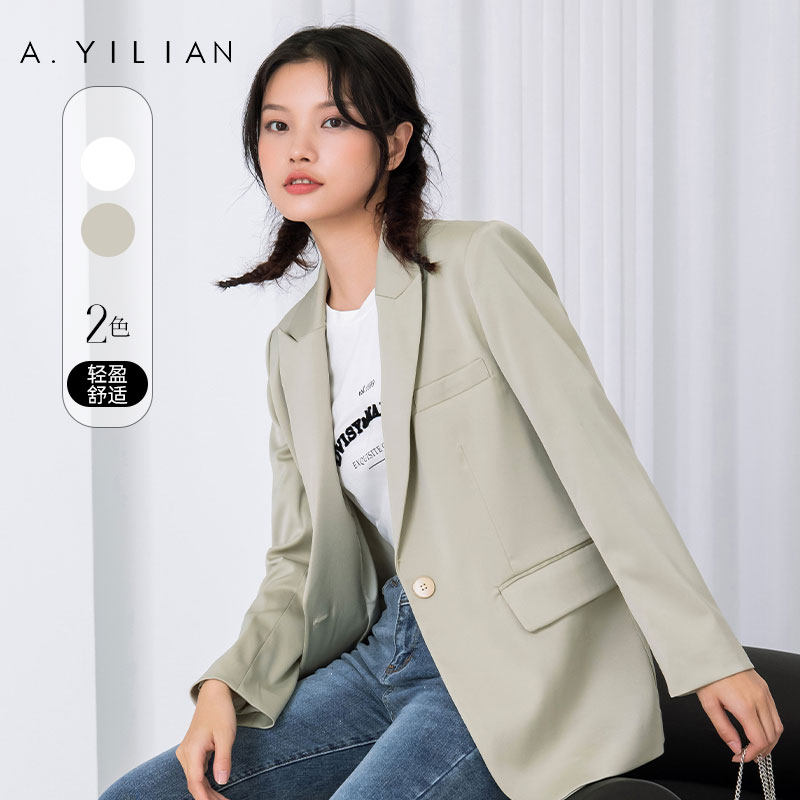 阿依莲2022年春季新款时尚链条包小西装休闲西装小个子外套女