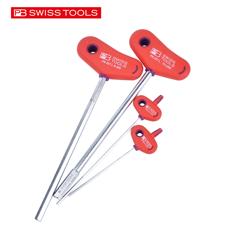 瑞士PB内六角扳手进口T型带手柄单个加长内六方工具六棱螺丝刀207