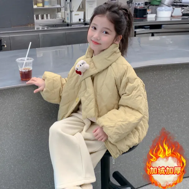 女童冬装棉袄外套2025新款儿童洋气女孩秋冬加绒加厚甜美棉衣棉服
