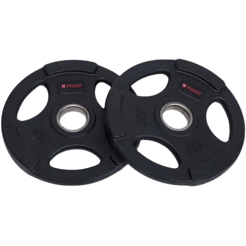 TTCZ天然包胶三孔手抓大孔杠铃片 奥杆哑铃负重训练 健身房竞技片