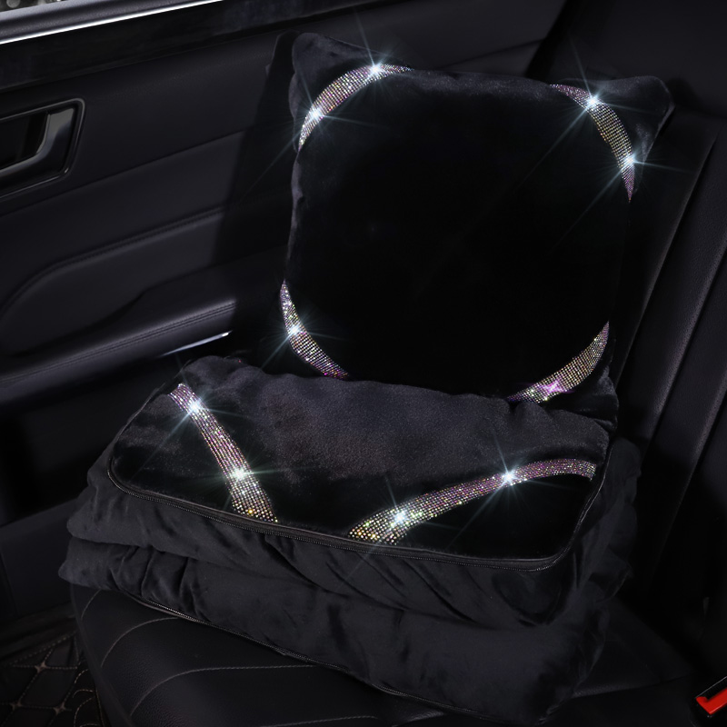 四季通用女神款毛绒镶钻抱枕被子