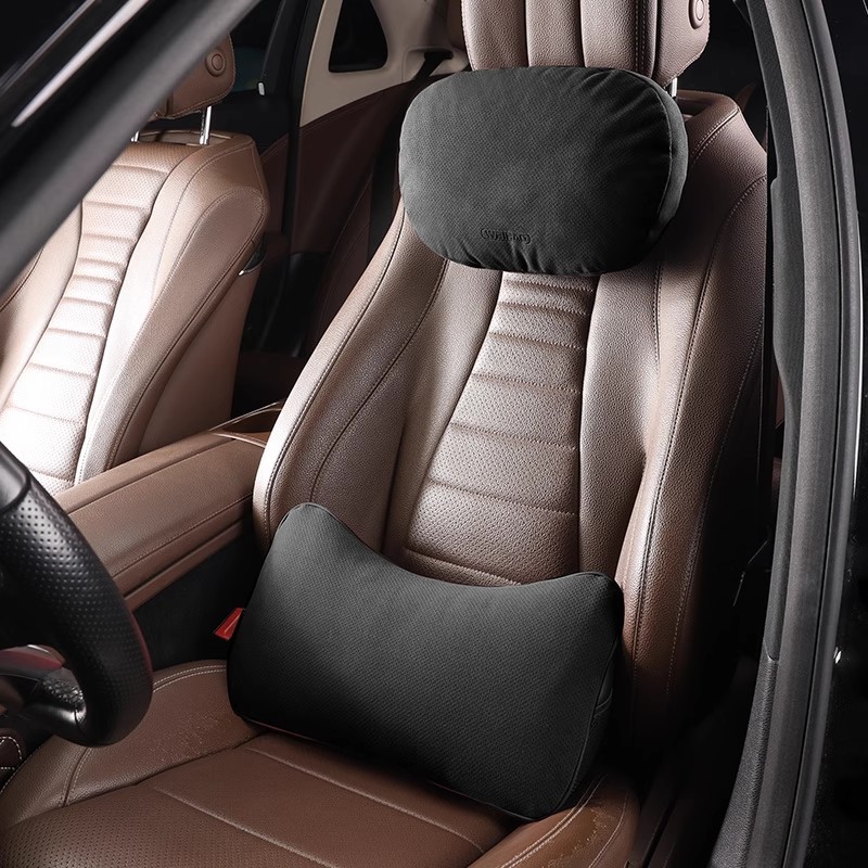 翻毛皮汽车腰靠护腰支撑座椅颈枕