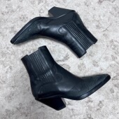 暗黑复古刺绣西部牛仔靴男女做旧机车靴尖头巫师靴金属短筒骑士靴