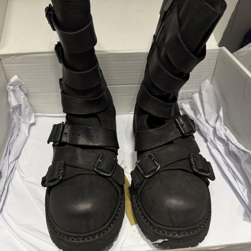 暗黑复古山本风翘头切尔西靴男女