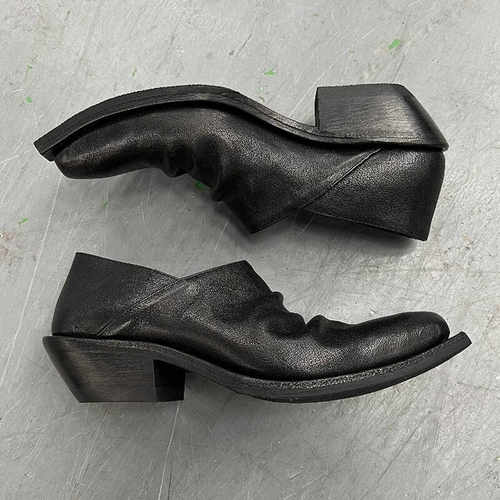 男女一脚蹬黑色巫师鞋复古穆勒鞋