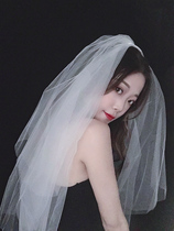 Bride's head dress travel photography simple head dress photography props short Sen headdress super fairy wedding dress net red wedding headdress