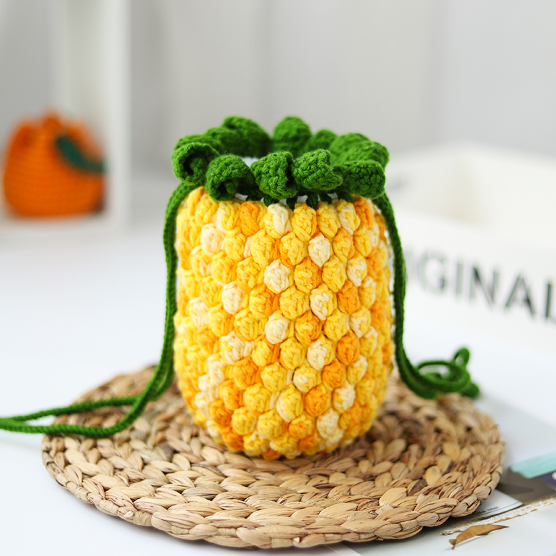 手工diy钩针编织毛线水果包小红书同款菠萝编织材料包斜跨包包