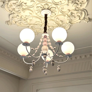 法式 奶油风客厅吊灯现代简约魔豆分子多头大厅主灯设计师中山灯具