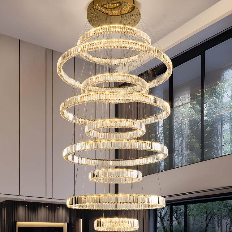 别墅复式楼客厅大吊灯楼中楼酒店轻奢水晶旋转loft公寓楼梯长吊灯,家装灯饰光源,LOFT/复式住宅/楼梯吊灯,淘宝优惠券,粉丝福利购,淘宝优惠卷