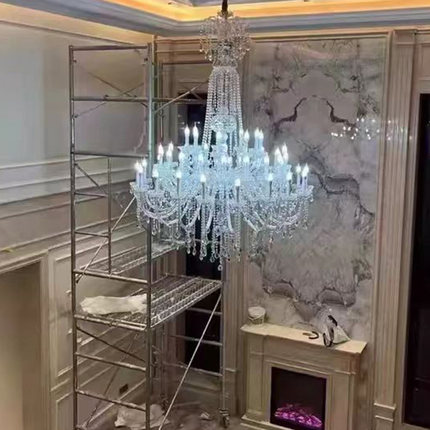 卓伦法式别墅复式楼客厅大吊灯水晶楼中楼大厅灯酒店设计师水晶灯