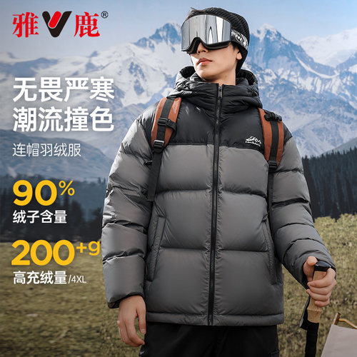 雅鹿高充绒短款羽绒服男休闲保暖