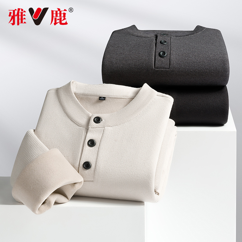 雅鹿加绒加厚绵羊毛套头卫衣