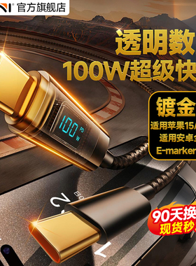 Kini实时数显100WC-C双Type-C充电USB数据线PD快充手机平板笔记本电脑适用苹果华为iQOO荣耀OPPO一加vivo
