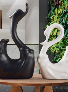 北欧家居装饰品创意陶瓷摆件大号仙子鹅客厅酒柜办公室装饰品摆件