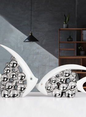 创意现代家居卧室客厅酒柜架摆件镀银泡泡鱼蜗牛花瓶装饰结婚礼物