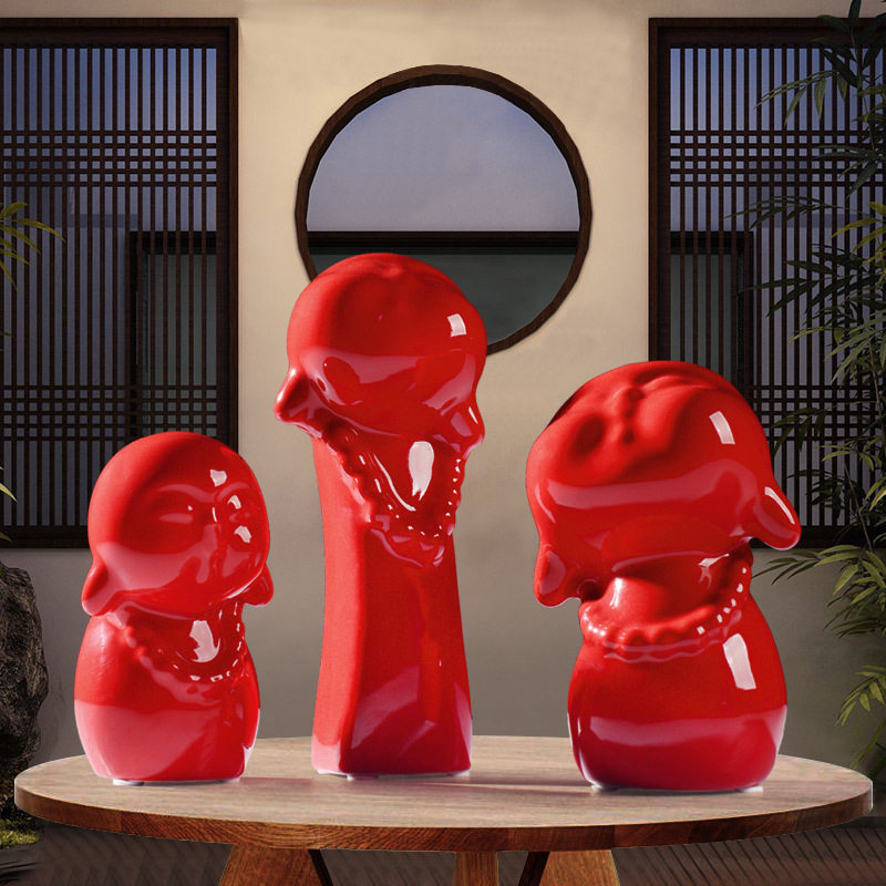 三个和尚没水喝 现代家装摆件 酒柜电视柜隔板摆设 静心启智摆件