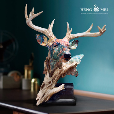 北欧风装饰品摆件树脂彷真鹿头摆设客厅样板房电视柜酒柜礼物乔迁