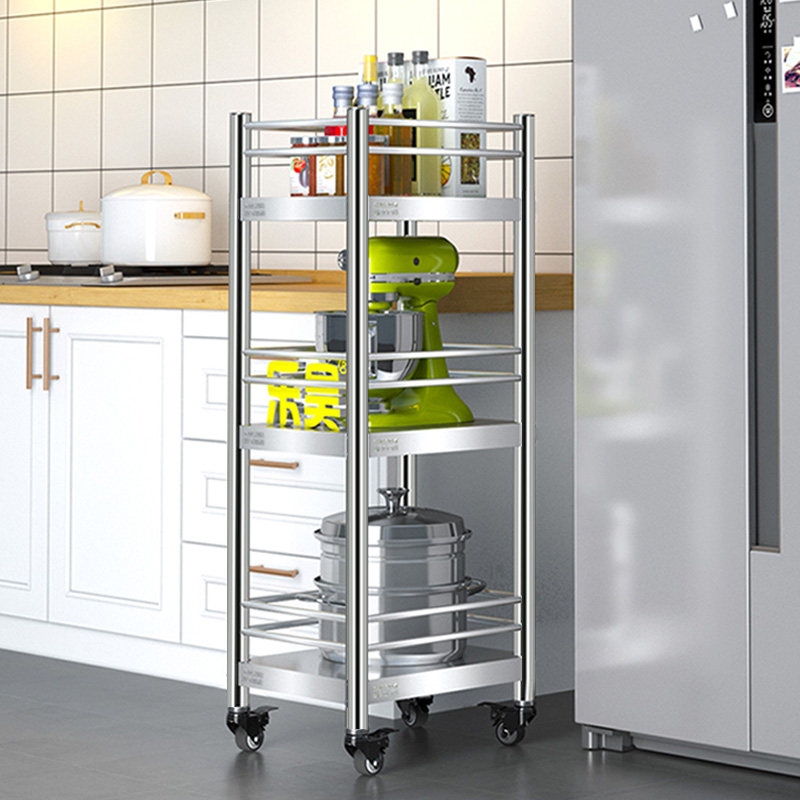 乐昊304不锈钢厨房置物架多层可移动夹缝收纳柜冰箱侧边缝收纳架