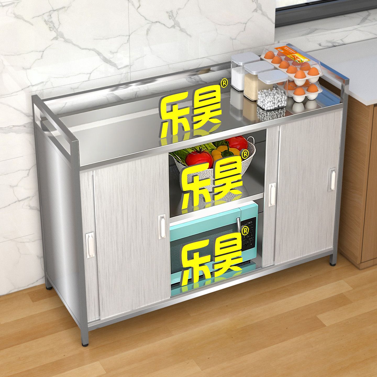 乐昊不锈钢厨房置物架多层收纳