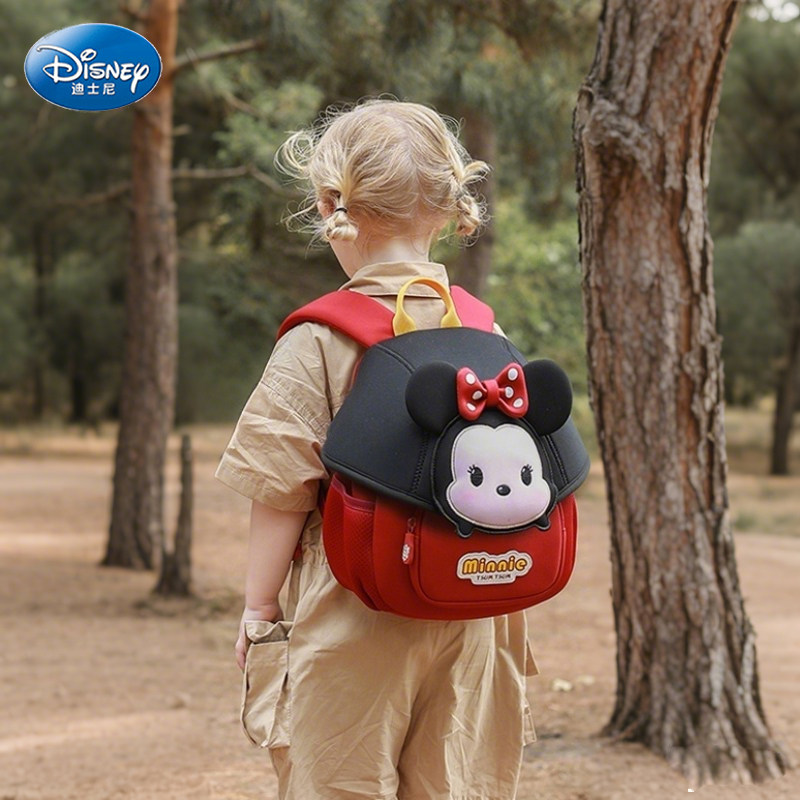 迪士尼米妮卡通幼儿园书包女孩可爱出游儿童双肩小背包红色男童潮