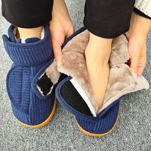 冬天加绒保暖老人防滑防摔棉鞋老年人专用棉拖鞋大口妈妈宽松鞋女
