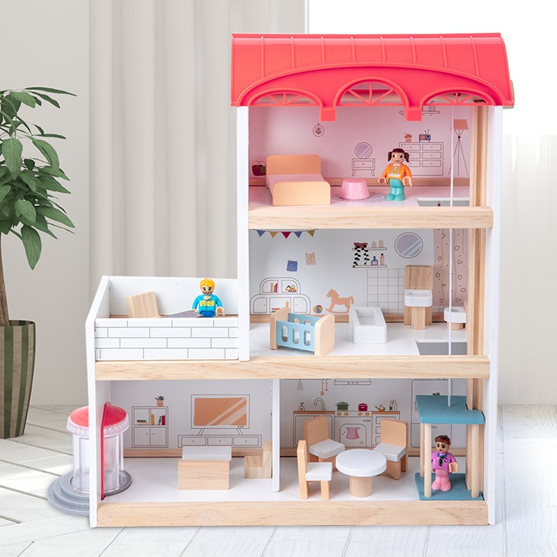 女孩小屋别墅公主房子儿童房玩具屋木制过家家玩具益智大型娃娃屋
