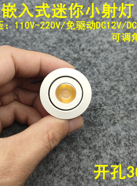 220V12V24V可调角度led迷你小射灯1W3瓦开孔30mm嵌入式展柜牛眼灯