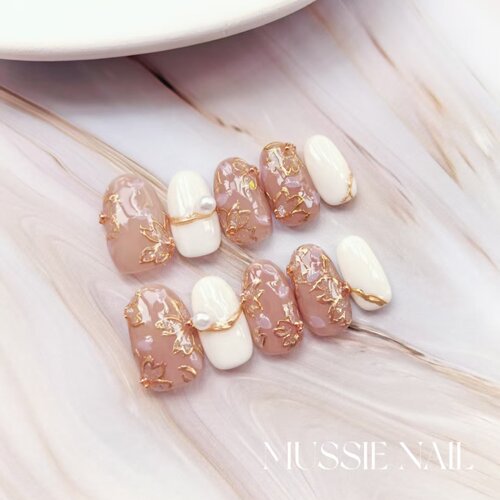 【花雨绮梦】MUSSIE NAIL魔镜樱花高级ins百搭显白手工短款穿戴甲