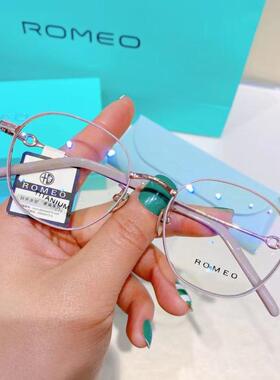 ROMEO罗密欧纯钛商务男女款圆加厚镜框近视镜架眼镜全框双色GM760