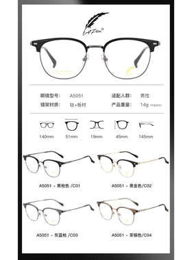 APen一支笔高端商务纯钛男款全框近视镜框眼镜架防蓝光眉毛A5051