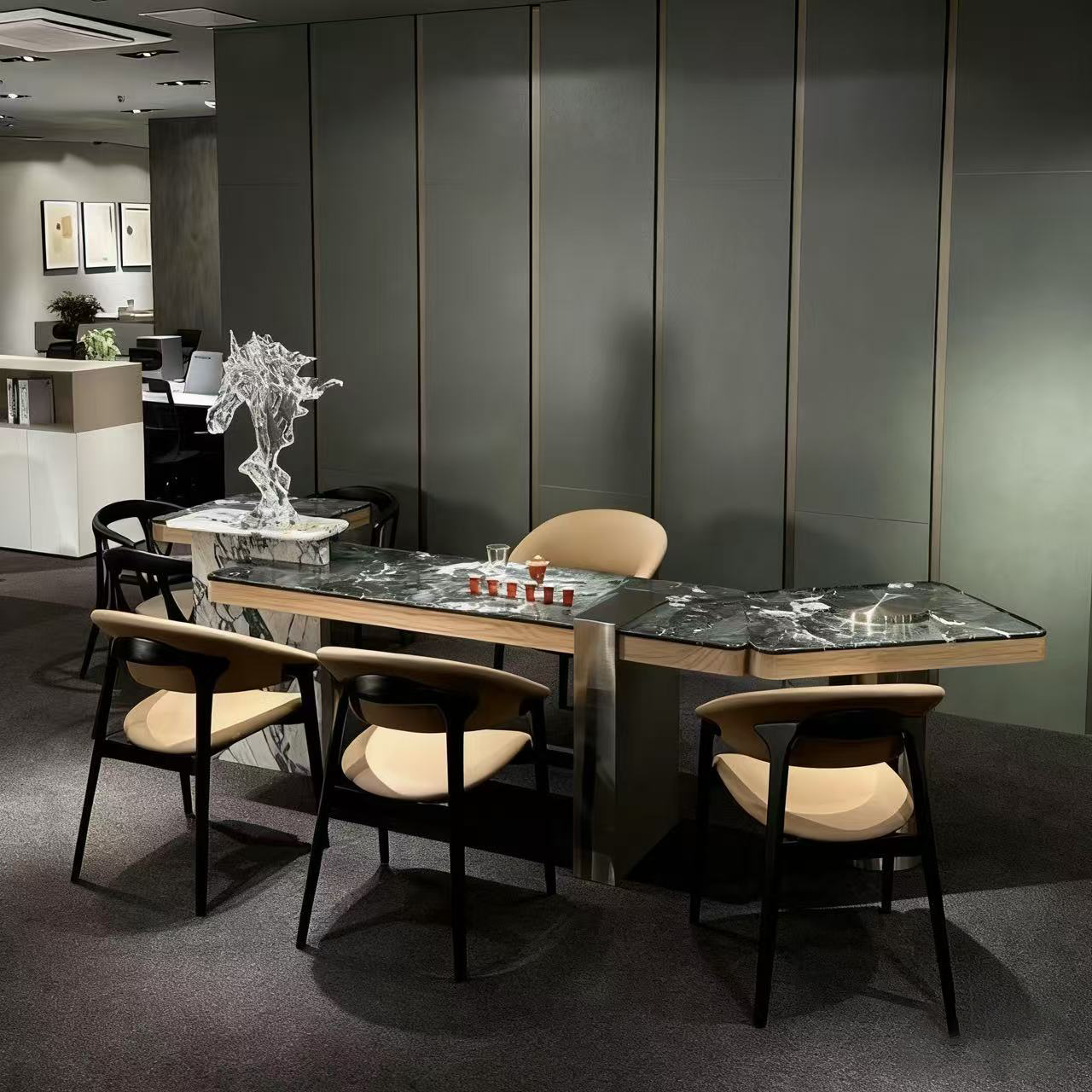 大理石茶桌2025年高端新款简约高级轻奢办公室别墅书桌泡茶台一体