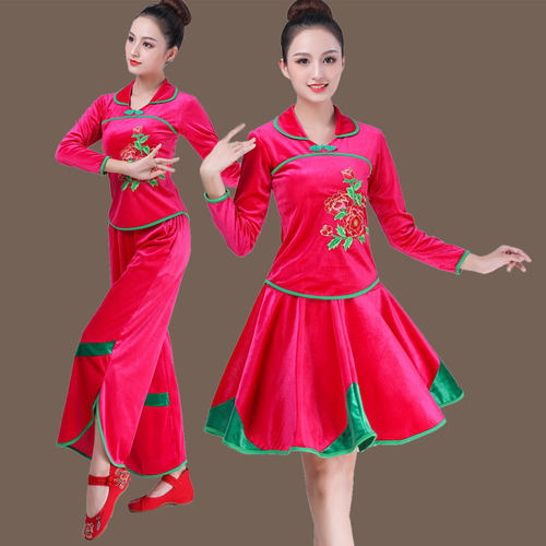 秋冬款金丝绒表演大码衣服广场舞