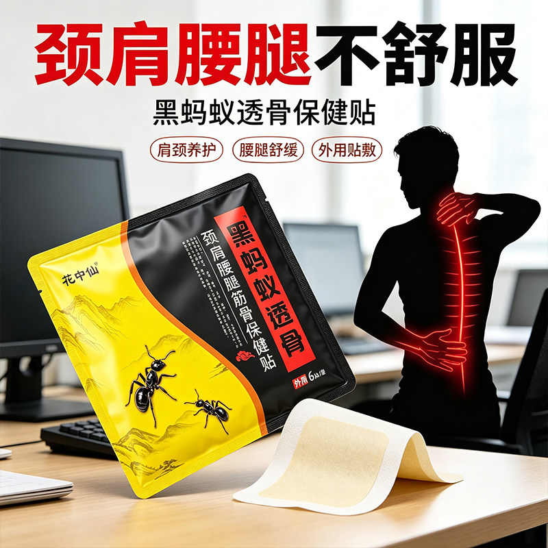 花中仙黑蚂蚁透骨贴骨刺贴黑蚂蚁透透骨颈肩腰腿痛风湿膏药贴