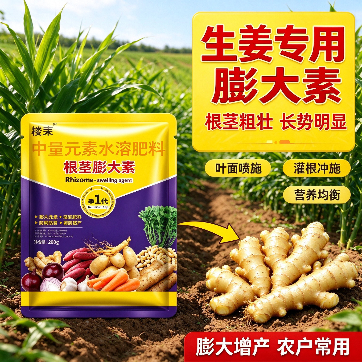 正品生姜膨大素根茎专用底肥黄姜颗粒提高免疫改善增产增收大姜