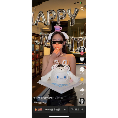 日单Jennie NMIXX 金智羽 jiwoo 生日玉桂狗咖啡师毛绒发箍 lmlt