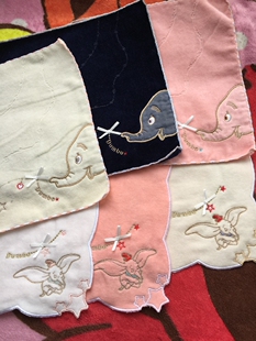 日单Disney迪斯尼迪士尼全棉纯棉方巾面巾毛巾小飞象dumbo擦汗巾