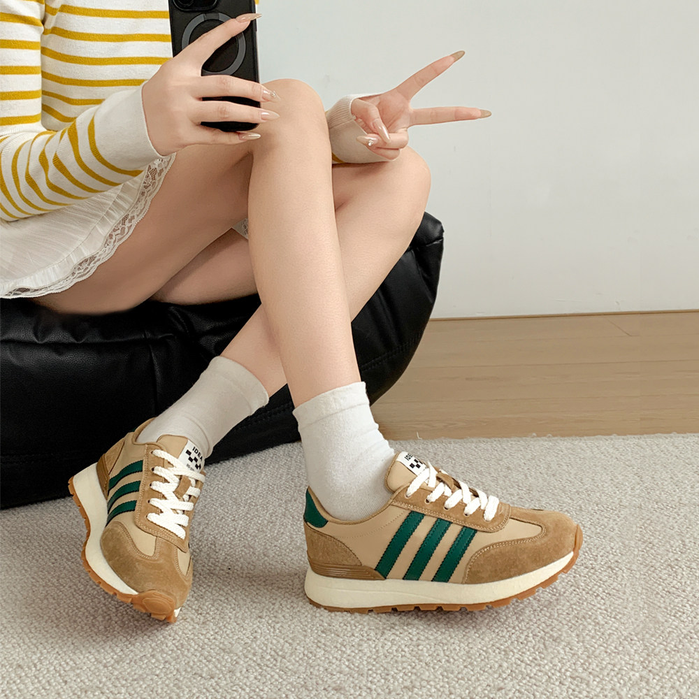 平底德训鞋女厚底阿甘鞋2025春季新款复古轻便软皮女鞋运动休闲鞋,女鞋,德训鞋,淘宝优惠券,粉丝福利购,淘宝优惠卷