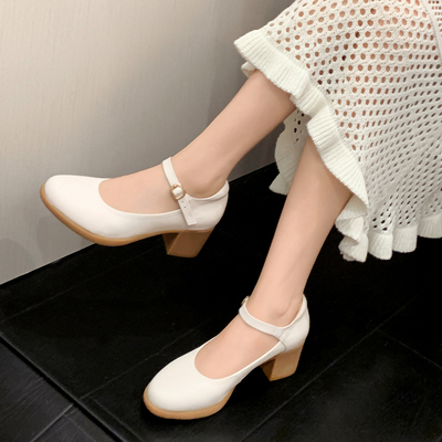 粗跟玛丽珍鞋女舒适不累春秋