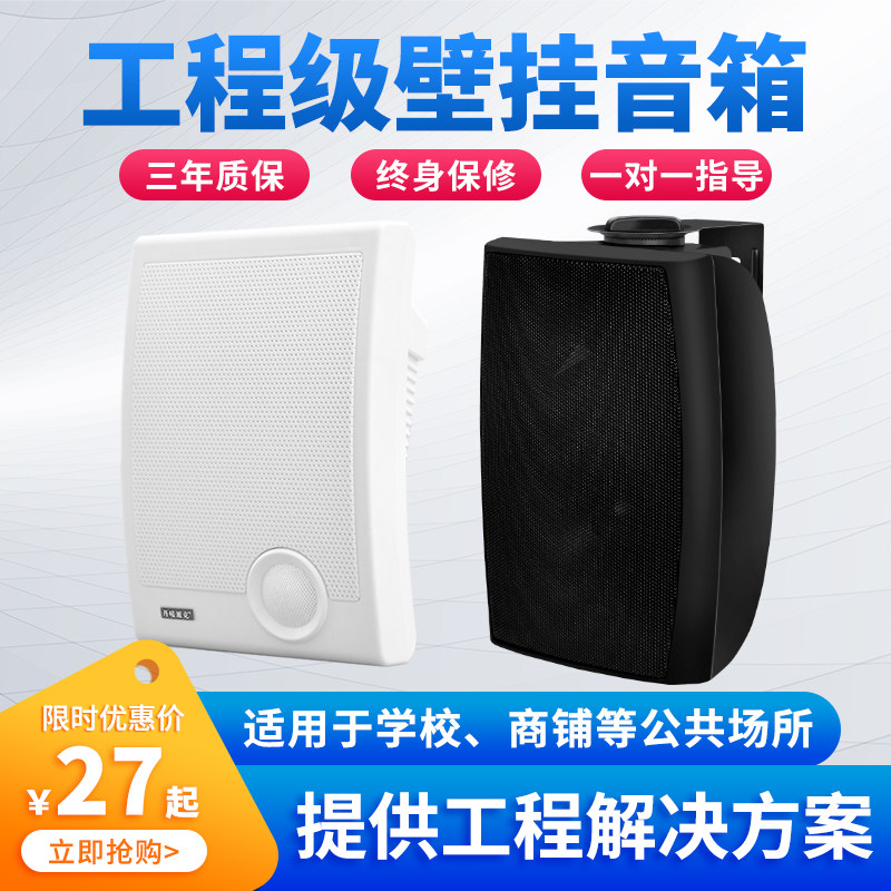 挂壁音箱室内商场店铺音响背景音乐广播系统挂墙超市酒店壁挂喇叭