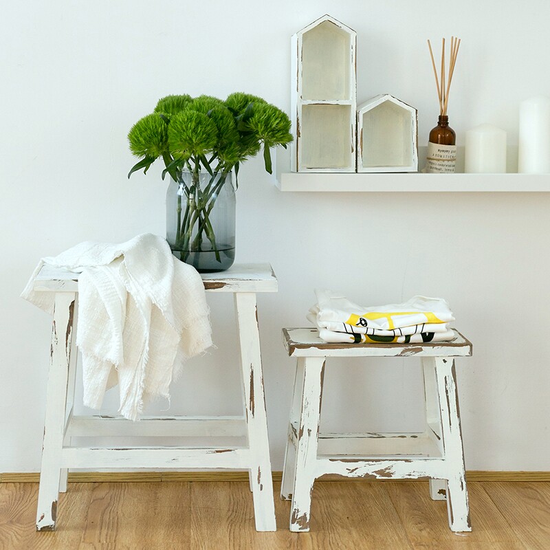 做旧白凳子 森系甜品台摆件 户外婚礼摆台道具 创意蛋糕展示架
