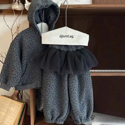 女童加绒套装2025冬季新款卫裤