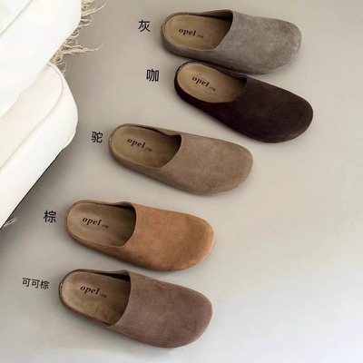 欧宝秋季复古平底勃肯鞋包头拖鞋