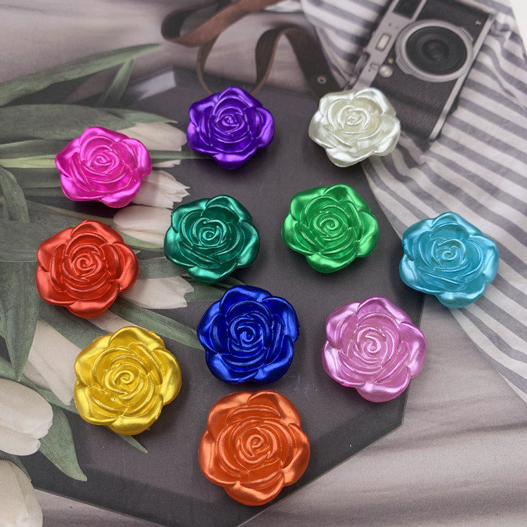 珠光仿珍珠玫瑰花单面珍珠18mm多颜色可选diy手机壳 服装饰品配件