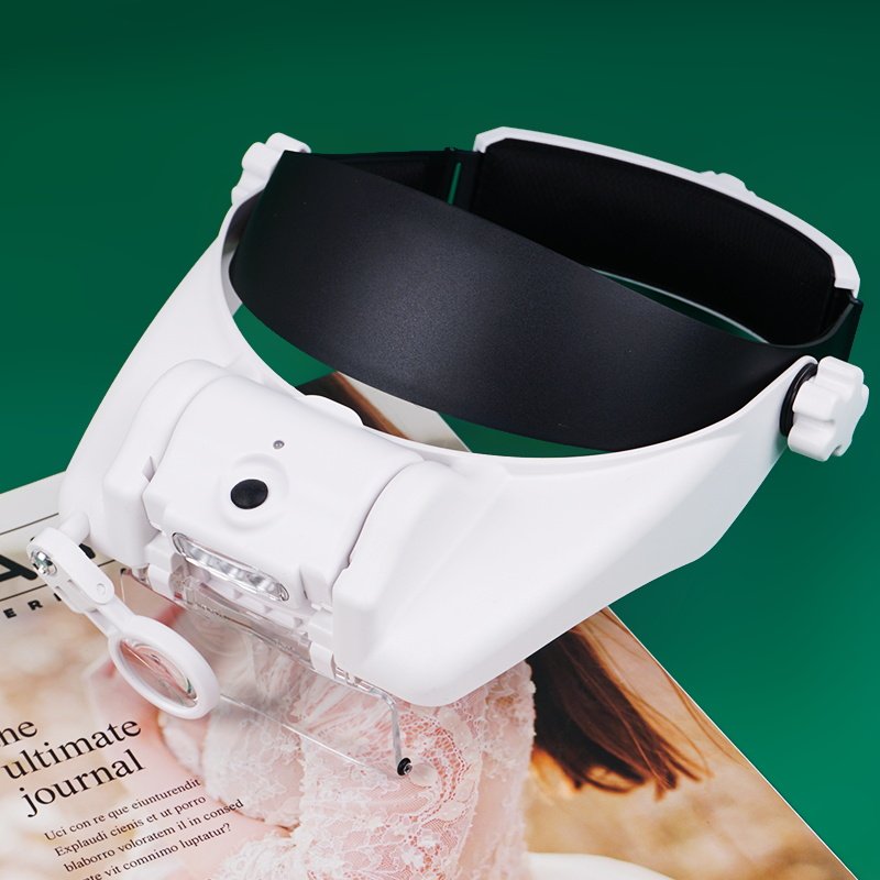 微雕篆刻专用放大镜头戴眼镜式维修带灯高清可调焦充电电路板头盔