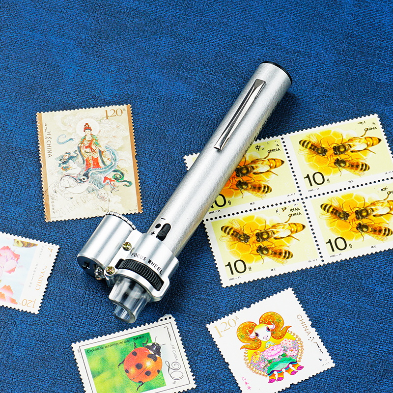 拜斯特笔式放大镜100倍高清带led灯纺织品印刷网点看邮票钱币经纬