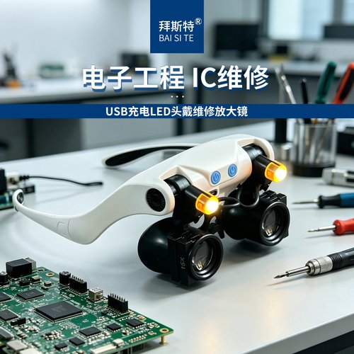 放大镜头戴式鉴别眼镜带灯l