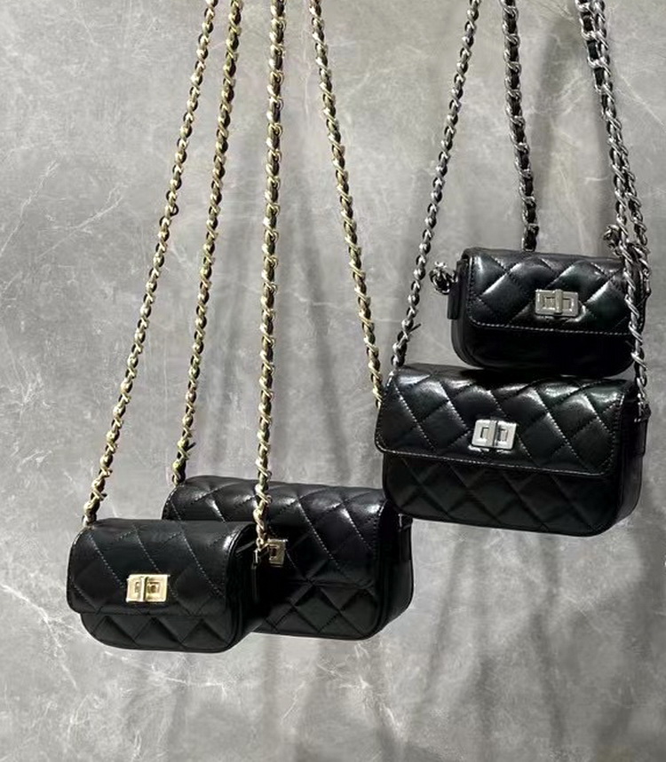 欧尚典女包包2023新款夏真皮小香风零钱手机包单肩斜挎迷你链条包