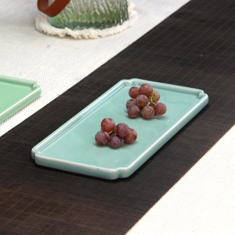 青瓷简约点心盘水果盘创意盘陶瓷长方盘日式寿司盘酒店日料西餐盘